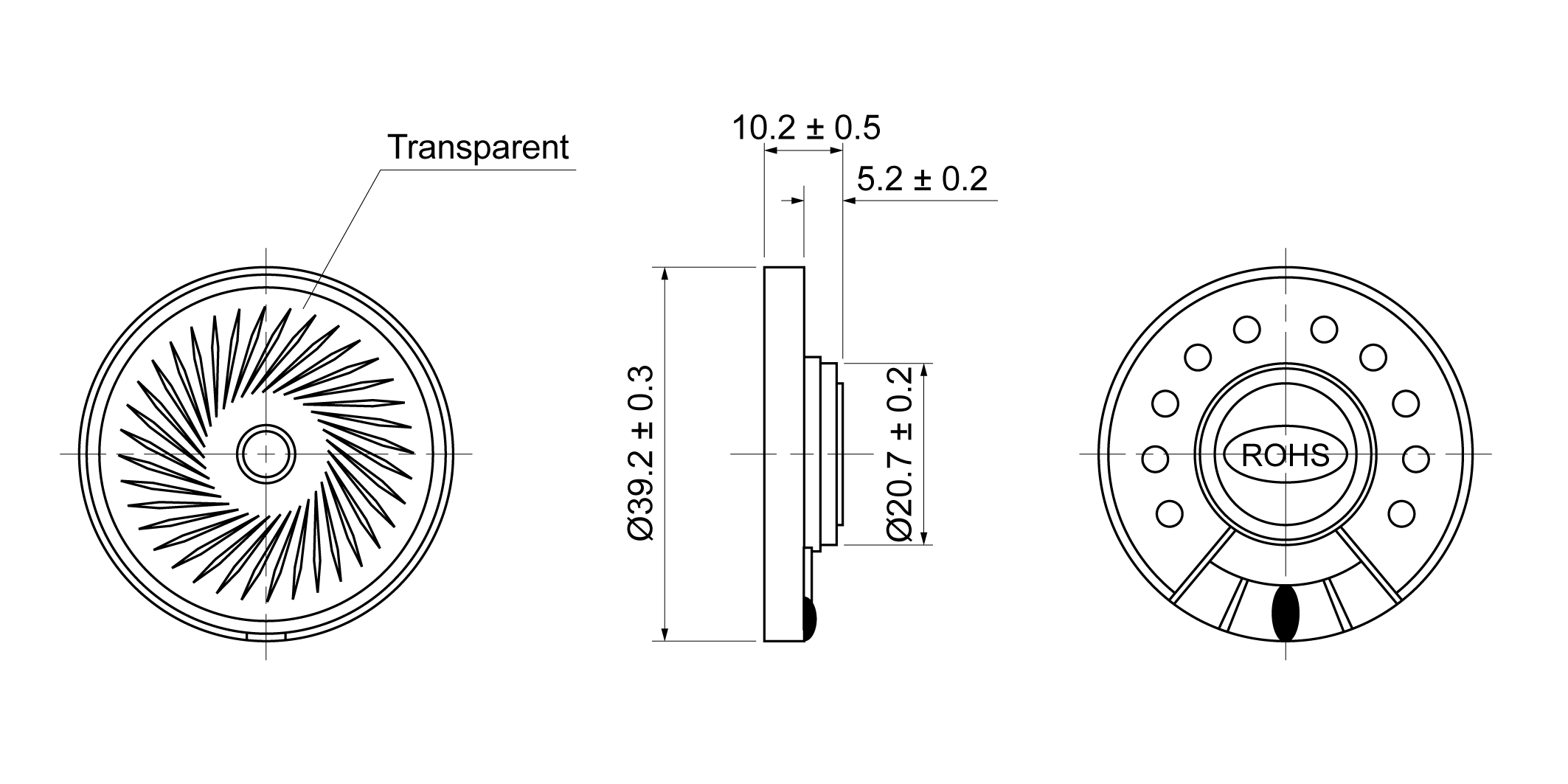 OSAE40S-10T0.5W16 Mechanical Drawing